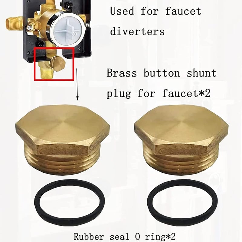 Zeiboat 2 Pack RP2865 Push-Button Diverter Plug, Brass Plug for Faucet Diverter, Pipe Replacement Kit - Image 4
